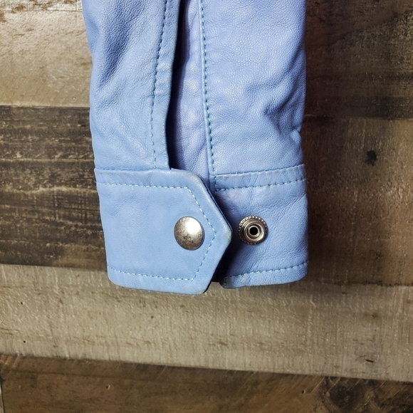 IRO HARTLEY LEATHER MOTO JACKET IN BLUE-LT - Picture 6 of 14